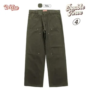 Quần Double Knee Kaki Ống Suông – Màu Be, Rêu, Olive màu Rêu