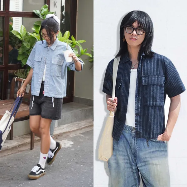 Áo Sơ Mi Boxy Tokyo Reetro Denim Tay Ngắn