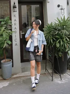 Áo Sơ Mi Boxy Tokyo Reetro Denim Tay Ngắn - ảnh 5