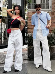 Quần Kaki Jeans Dài Ống Rộng Basic - ảnh 2