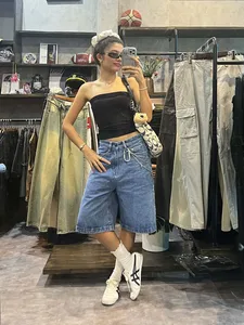 Quần Short Jeans Ống Rộng Reetro Sky Unisex - ảnh 7