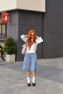Quần Short Jeans Ống Rộng Reetro Sky Unisex - ảnh 8