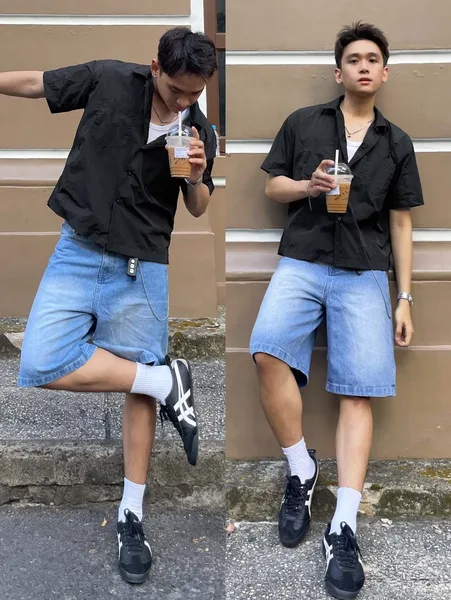 Quần Short Jeans Ống Rộng Reetro Sky Unisex